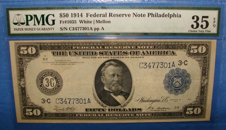 1914 $50.00 Federal Reserve Note Philadelphia Front